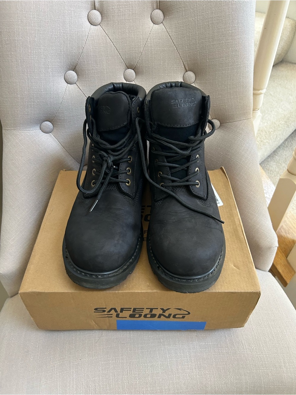 Men's Black Lace-Up Work Boots